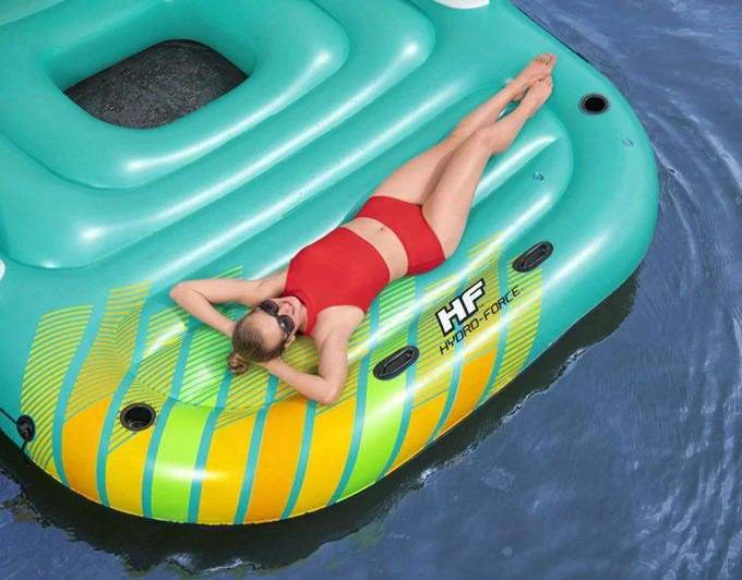 inflatable Canopy Island Floating Raft Lounge With Sunshade 5-6 person 990LBS Capacity for Lake Pool River for Party