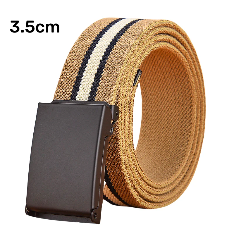 Factory Wholesale Premium Flip-top Solid Black Buckle Fabric Belts Outdoor Webbing Canvas Belt
