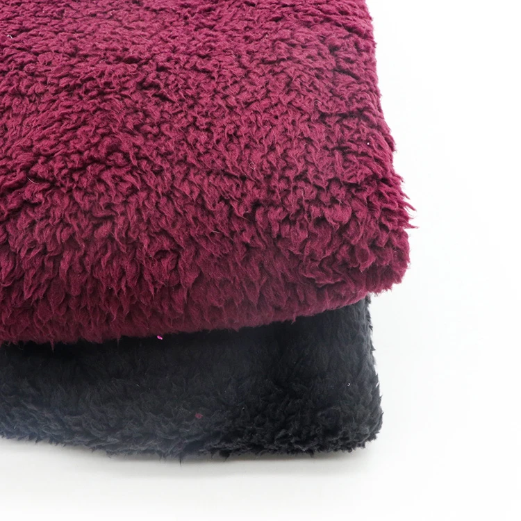 Wholesale in stock custom black color recycled 100% polyester sherpa fleece fabric