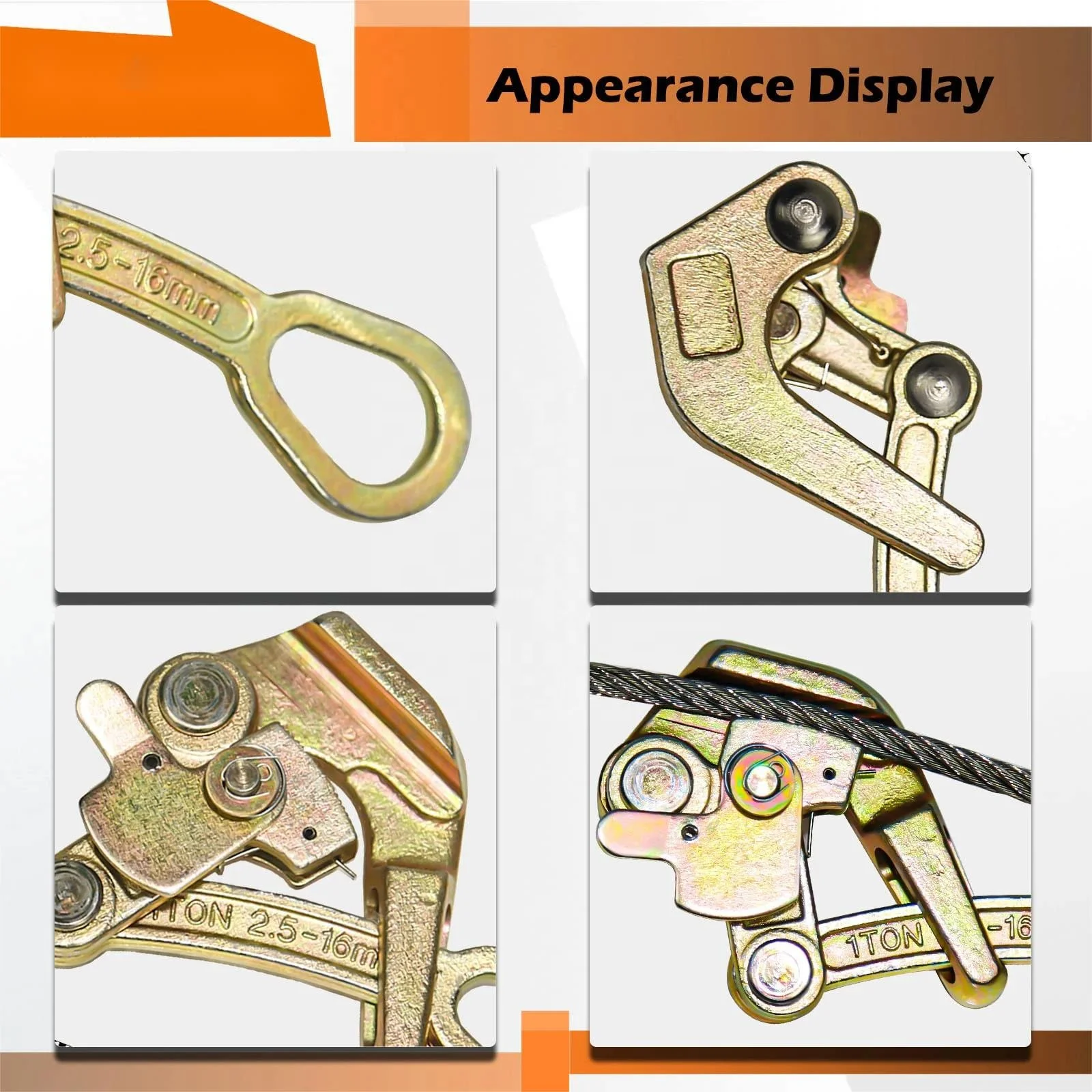 Cable Grab Professional high tensile alloy steel Climbing power Descender 1T Wire Rope Grip Manual Cable grip for 2.5-16mm Cable