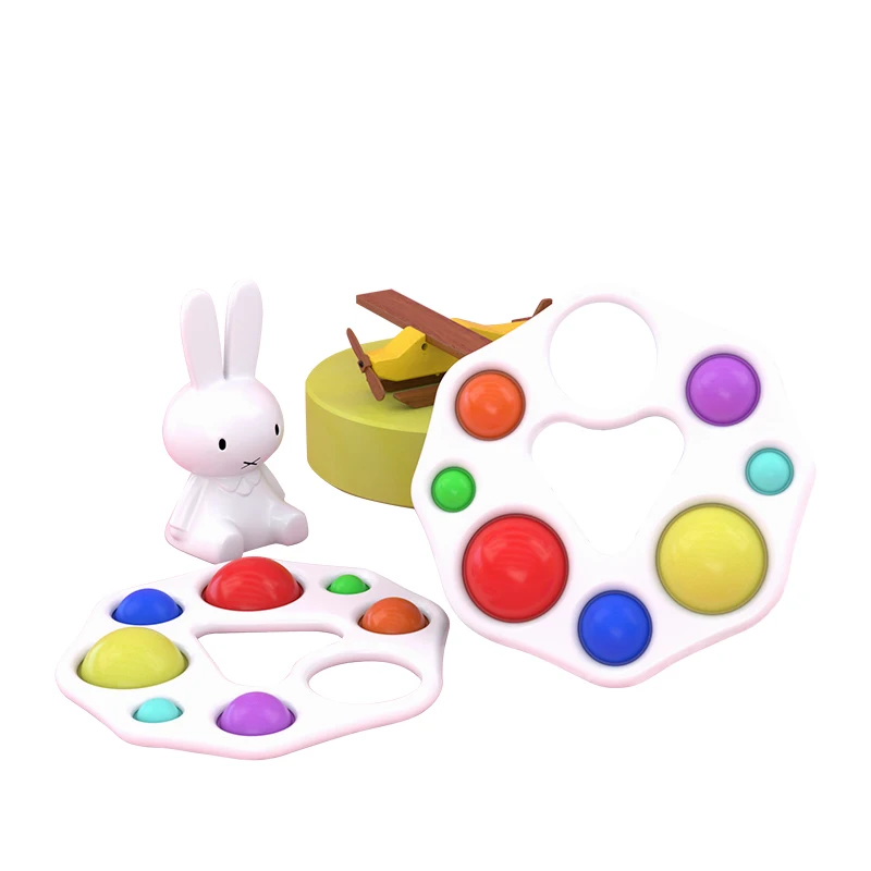 Pressing The Hand To Push Fidget The Colored Ball, Infant Decompression Silicone Fidget Sensory Toy Bubble Popping