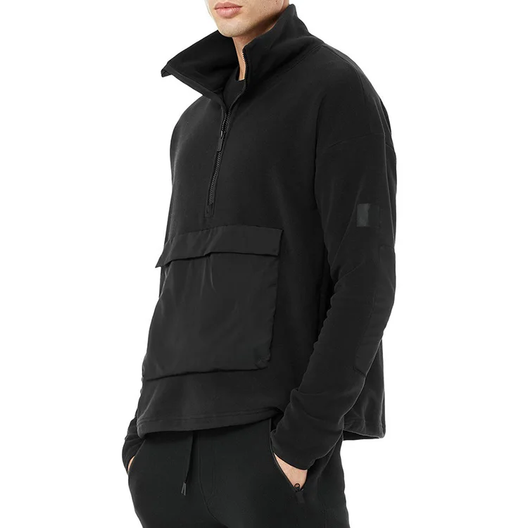 Shop Half Zip Sherpa Fleece Men Zipper Side Pocket Hoodie Ripstop Pockets Custom Sweatshirt With Side Zipper