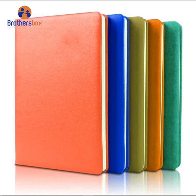 Custom printrd Blue Embossed Logo PU Notebook With Elastic Pen holder