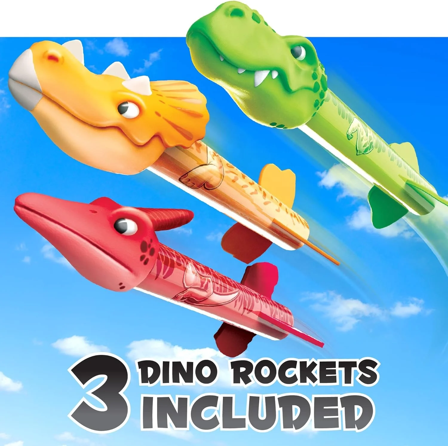 KOYI New Arrival Kids Fidget Outdoor Game Toy Air Dinosaur Rocket Launcher With 3 pcs Dinosaur Rocket