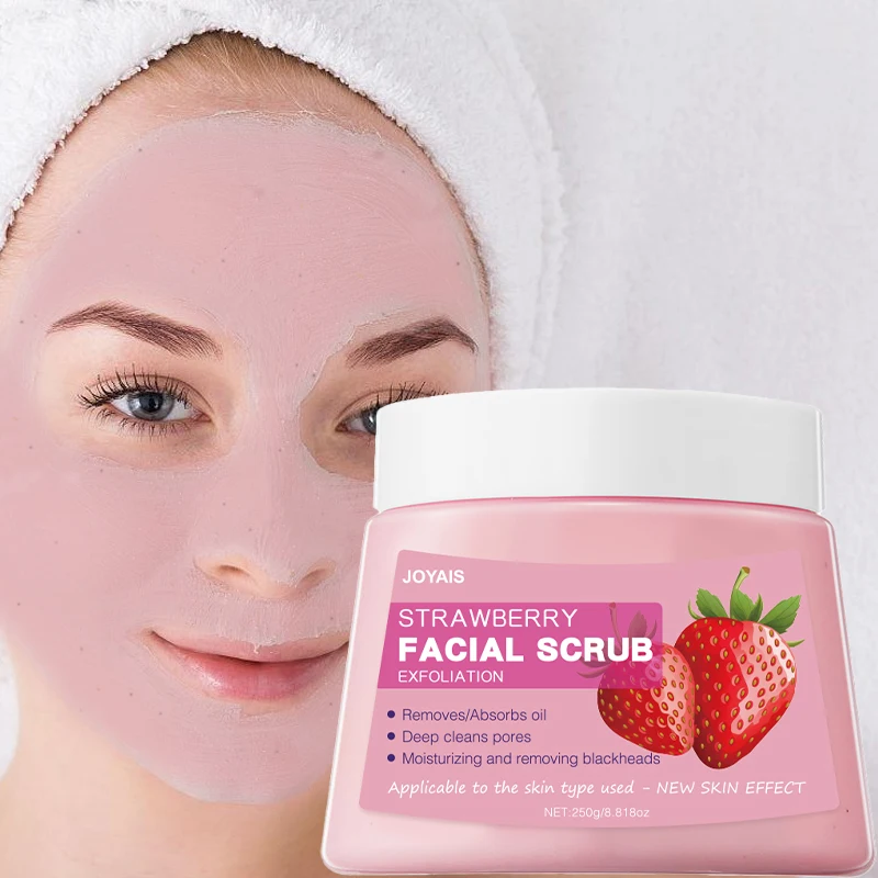 Custom Private Strawberry Facial Scrub Deep Cleaning Whitening Exfoliating Sea Salt Mud Bath Shower Scrub Moisturized Skin
