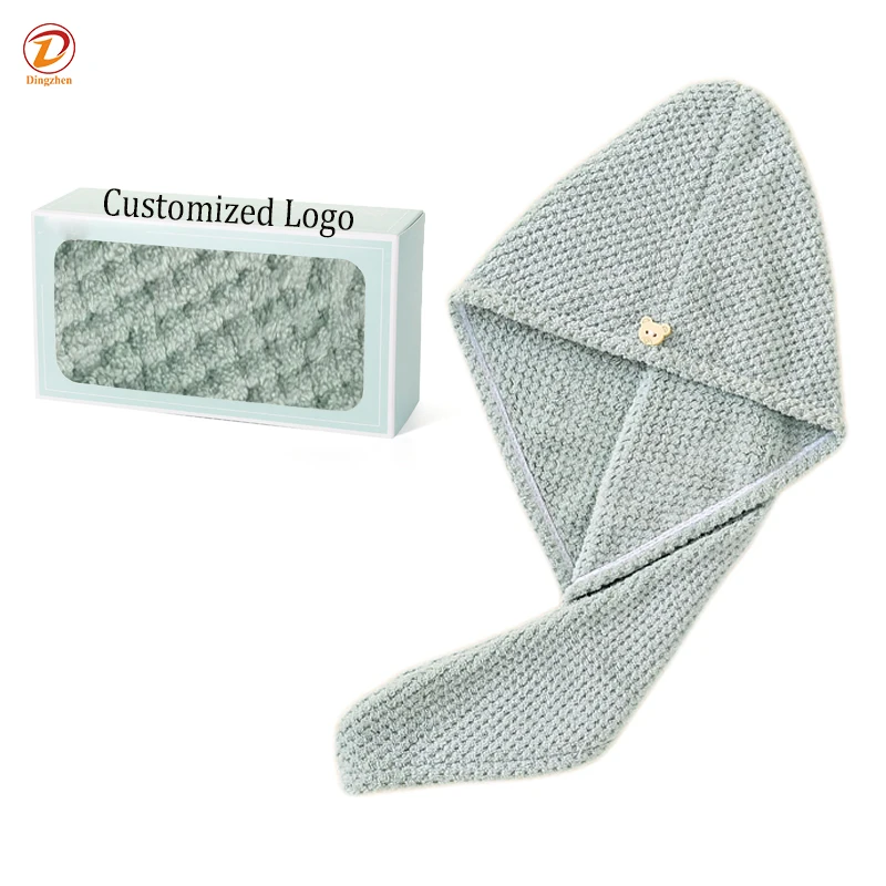 Customized Microfiber Hair Towel Turban Wraps for Women Kids Short Long Wet Curly Hair Drying Super Absorbent Quick Dry Towels