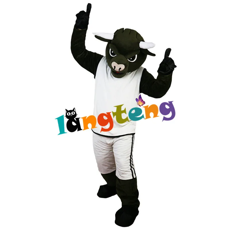765 Cartoon Cosplay Party Christmas Dark Green Sport Cow Ox Bull Mascot Costumes