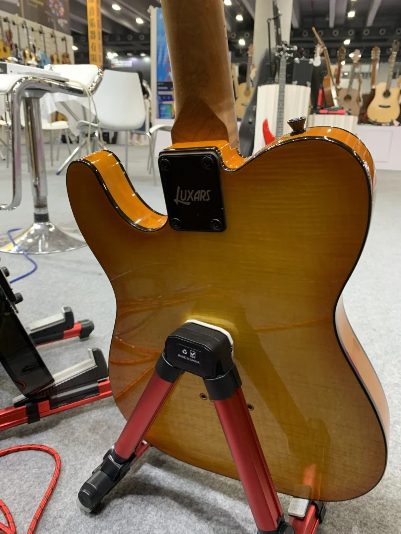 China factory wholesale Flamed Maple TL Style Electric Guitar Yellow Burst With Toasted Maple Neck High Grade Guitar