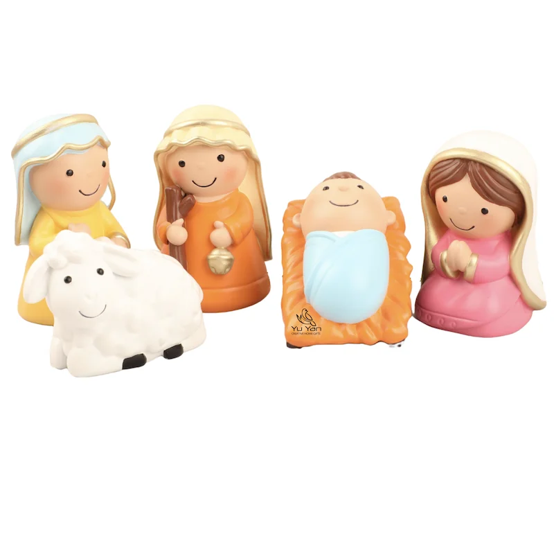 Factory wholesale catholic religious statues christian polyresin nativity sets joseph mary baby 10.5cm Holy Family Nativity