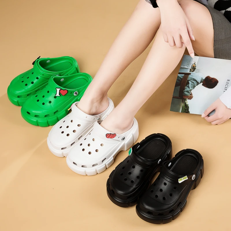 World-win New Design Summer EVA Anti-Slip Women Thick Sole Slippers Sandals Clogs Shoes Classic Garden EVA Clogs Shoes