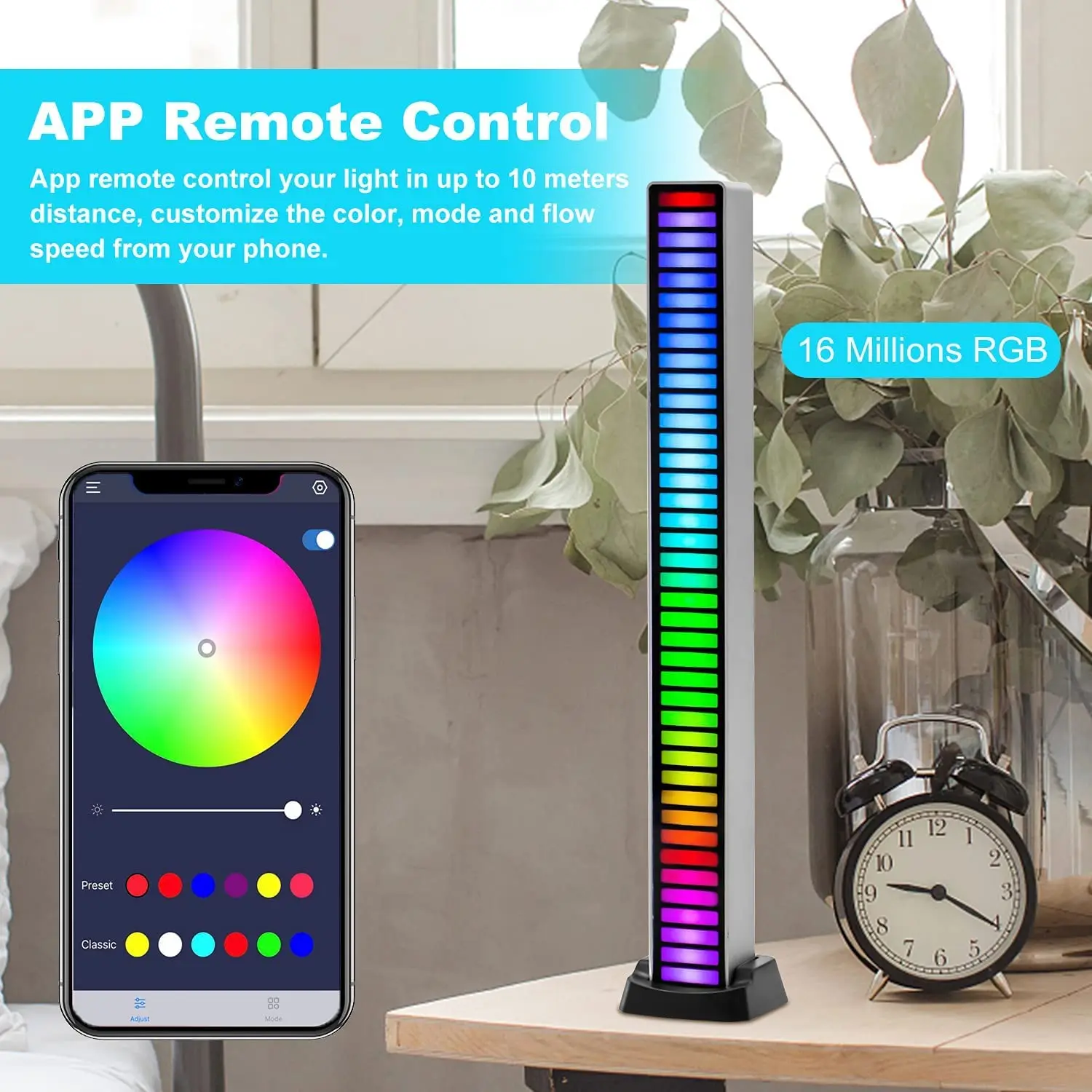 RGB Voice-Activated USB Rechargeable Car APP Sound Control Ambient Light 32 Bit Pickup Lamp Music Rhythm Gaming Table Light