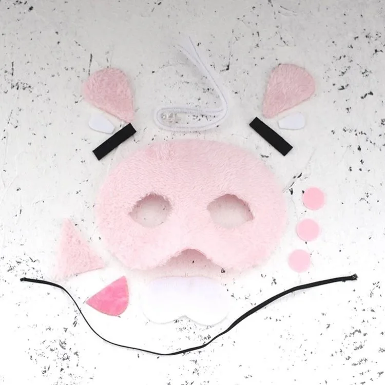 Cute Halloween DIY Fabric Cartoon Animals Masks with LED Lion Fox Raccoon Pink Panther Panda Rooster Unicorn DIY Masks for Kids