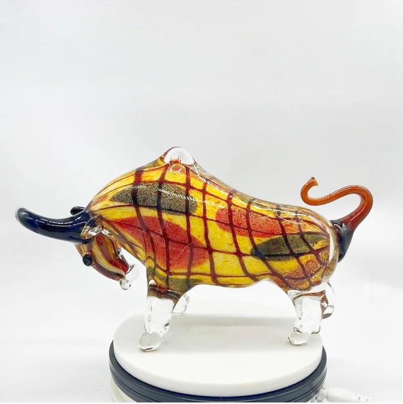 Hand Blown Glass Bull Murano Glass Art Animal Figurine