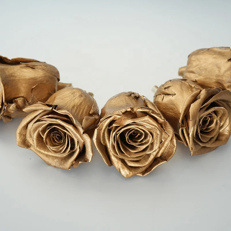 Fresh Real 4-5cm Gold silver Grade A Eternal Life preserve roses Heads Preserved Flowers for party thanksgiving christmas