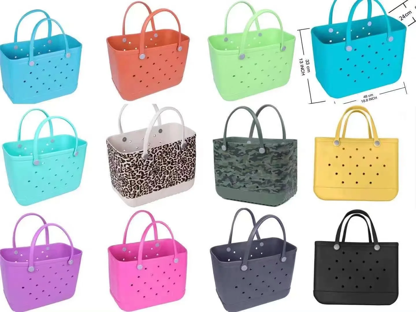 2022 Hot Sale Women Wholesale Beach Waterproof Tote Bags Custom Summer Rubber Large Fashion Eva Silicone Bogg Bag