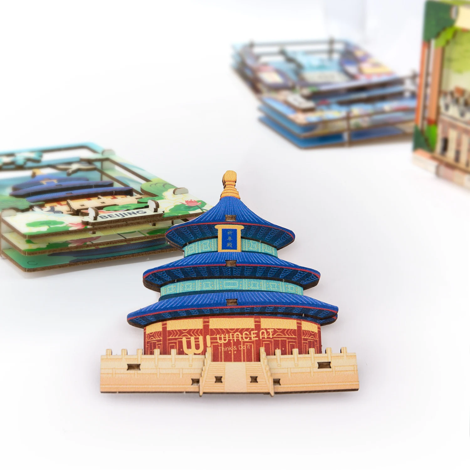Wincent Factory direct sale keepsake Lady Liberty building model Custom design wood or Paper jigsaw diy toy 3d puzzle