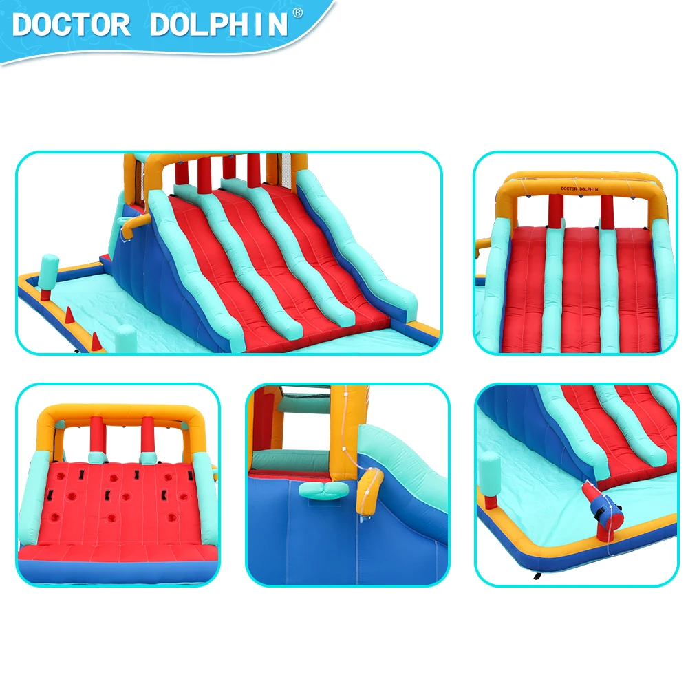 High Quality Inflatable Bouncy Castle Triple Play Slide Inflatable Three Lane Dry Slides
