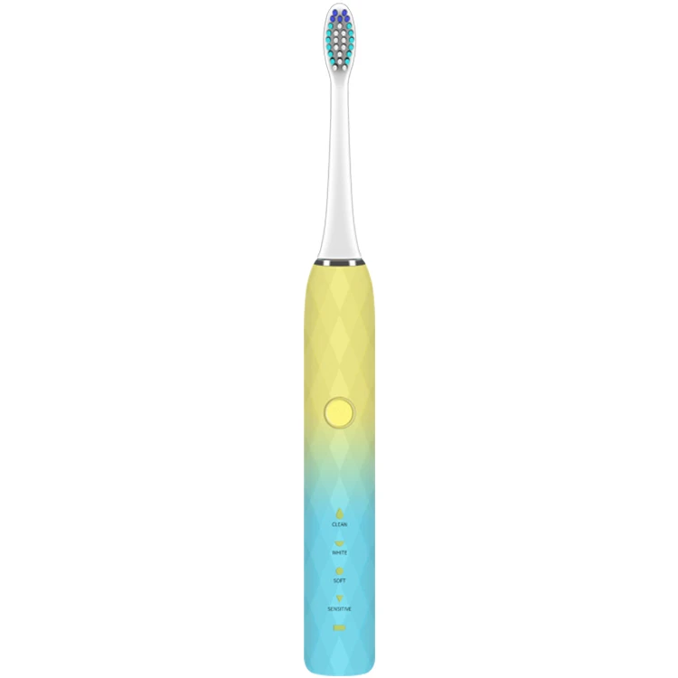 Direct deal Travel packaging Green yellow gradient Diamond pattern ultrasonic Sonic electric toothbrush