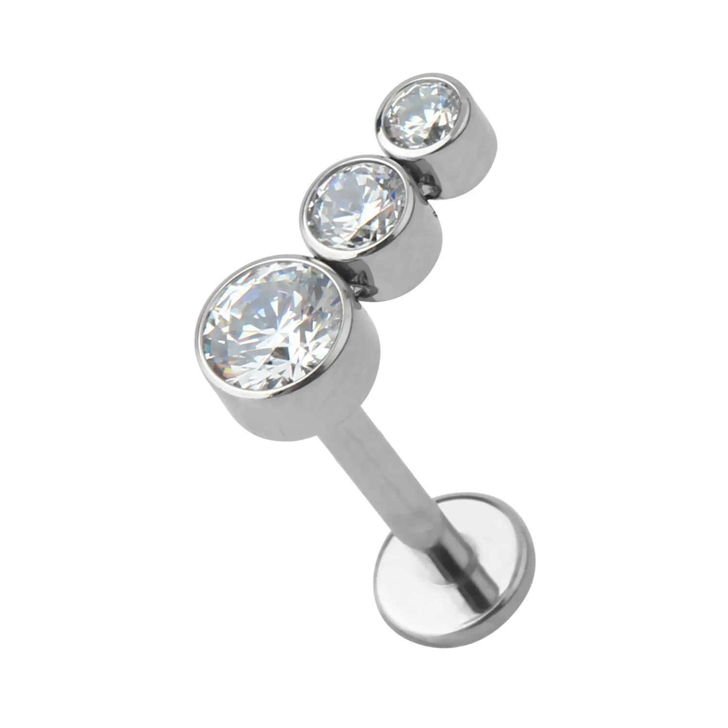 Toposh 16G Silver Clear Cubic Zirconia  Labret Piercing Jewelry
