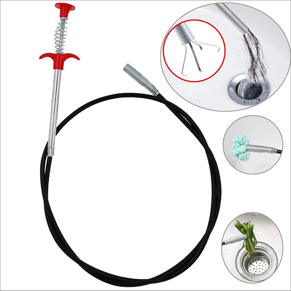 47 Inch Sink Snake Grabberable Claw Pick up Tool  Plumbing Snake Tool for Sink Tube Drain Sewer Drain Clog Hair Remover