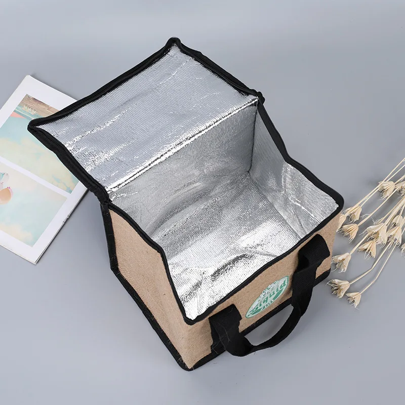 New Wholesale Bento Linen Bags Printed Logo Cooler Bag Handbags Outdoor Barbecue Travel Picnic Food Insulation Bags