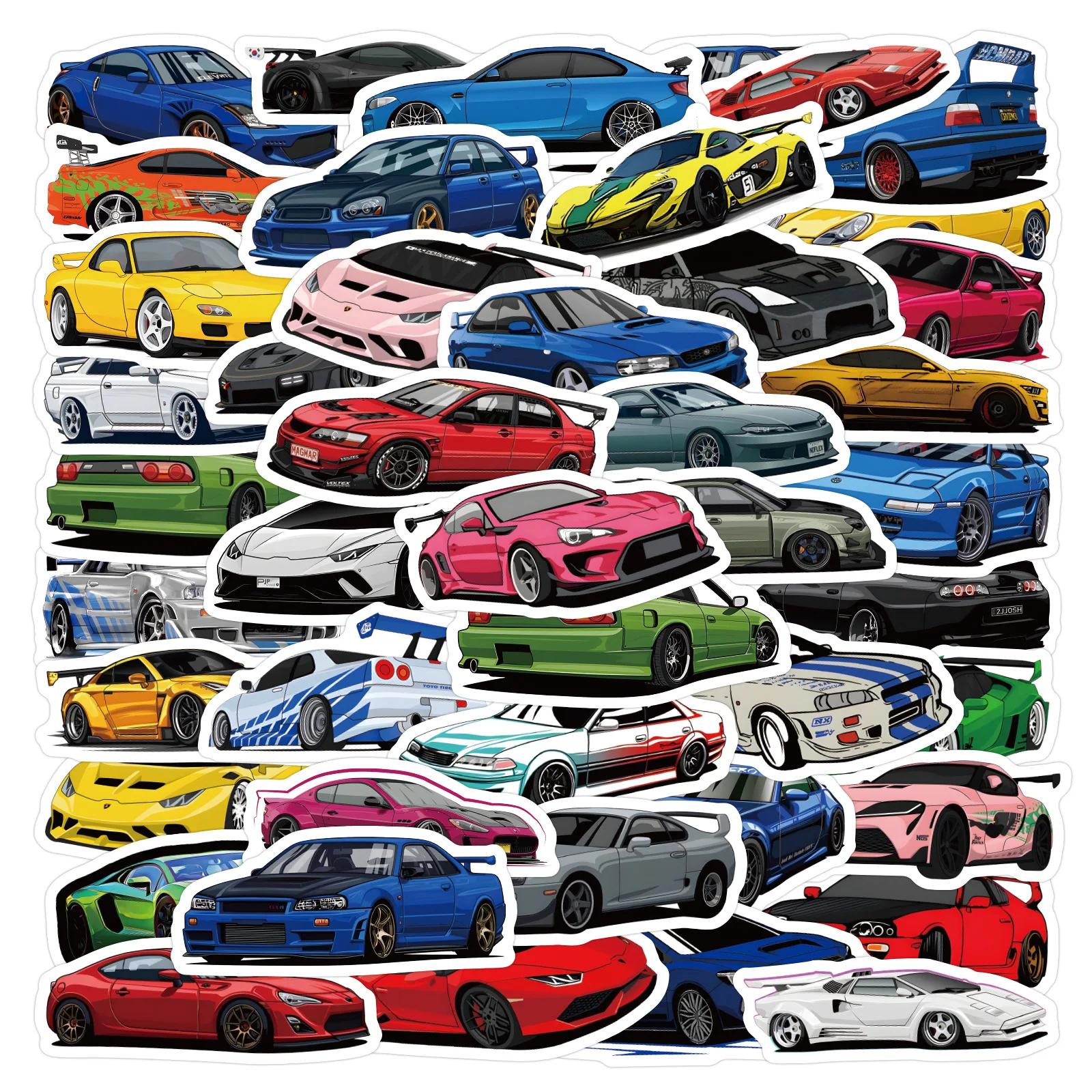 ZY2812C 60Pcs JDM Sport Super Car Scrapbook Graffiti DIY Stickers Decorative Cup Guitar Laptop Luggage Vinyl Waterproof Stickers