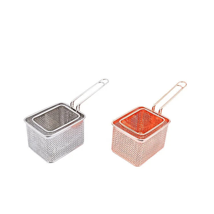 Stainless steel chips frying basket punching hole frying basket oil strainer