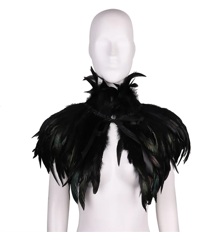 Feather cape scarf feather choker Gothic cape poncho Halloween Gothic stage cosplay costume carnival