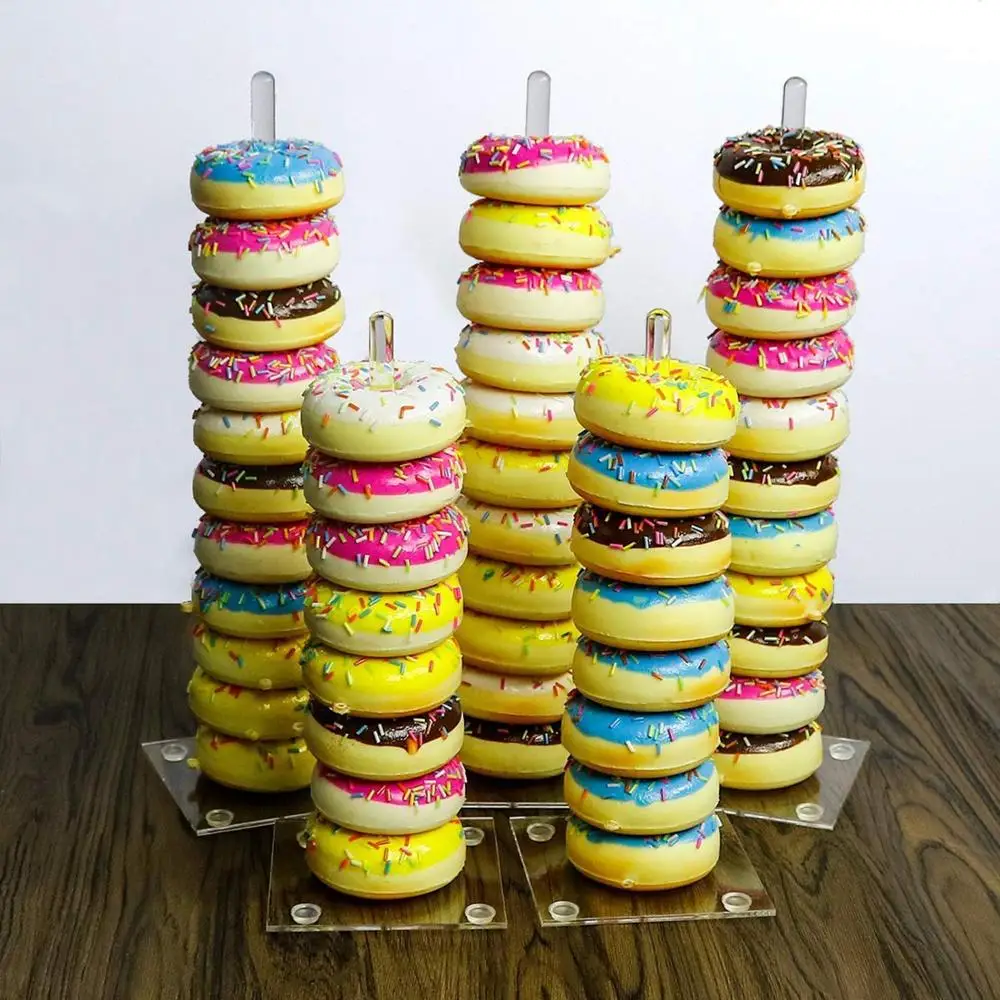
Acrylic donut stand (5 pieces) transparent bagel display for wedding birthday party Christmas treat dessert table 