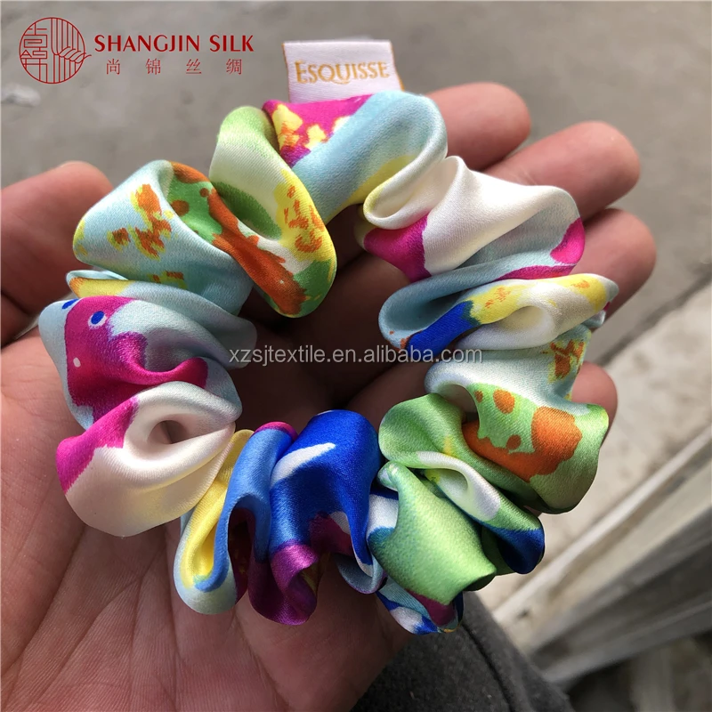 Digital Printed 3pcs Pack Elastic Scrunchy Hair Ties Silk Satin Hair Scrunchies