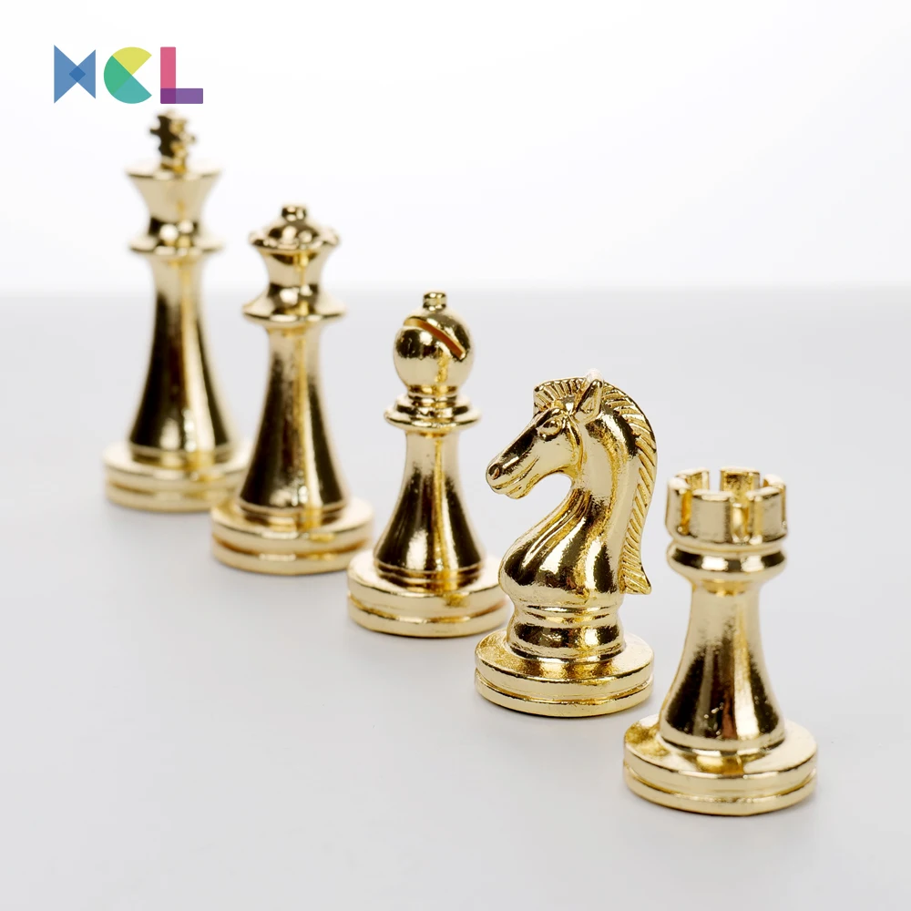 XCL Wholesale High-Grade Metal Chess Gold Black 29*29cm Zinc Alloy Chess games Set Marble Pattern Chess Board