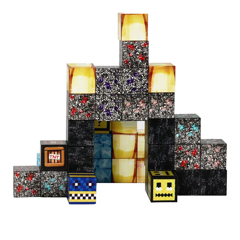 Hot Selling 3D Cubes 2.5cm Magnet Mine Cave Blocks  Kids Christmas Educational Toys Magnet Construction Toys Magnetic Blocks