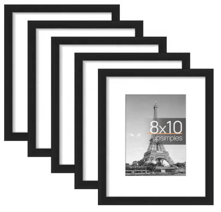 5*7 8x10  Customized  Picture Frame Set of 5, Display Pictures 5x7 with Mat or 8x10 Without Mat, Wall Gallery Photo Frames
