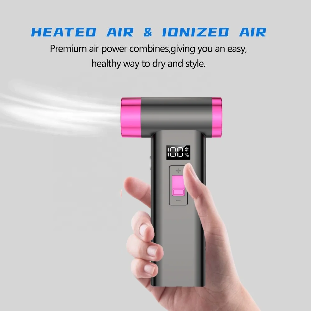 110000 RPM Portable Hair Dryer Turbo Powered Jet Fan Blower LCD Display Air Blower High Speed Mini Blow Dryer 9 Gears