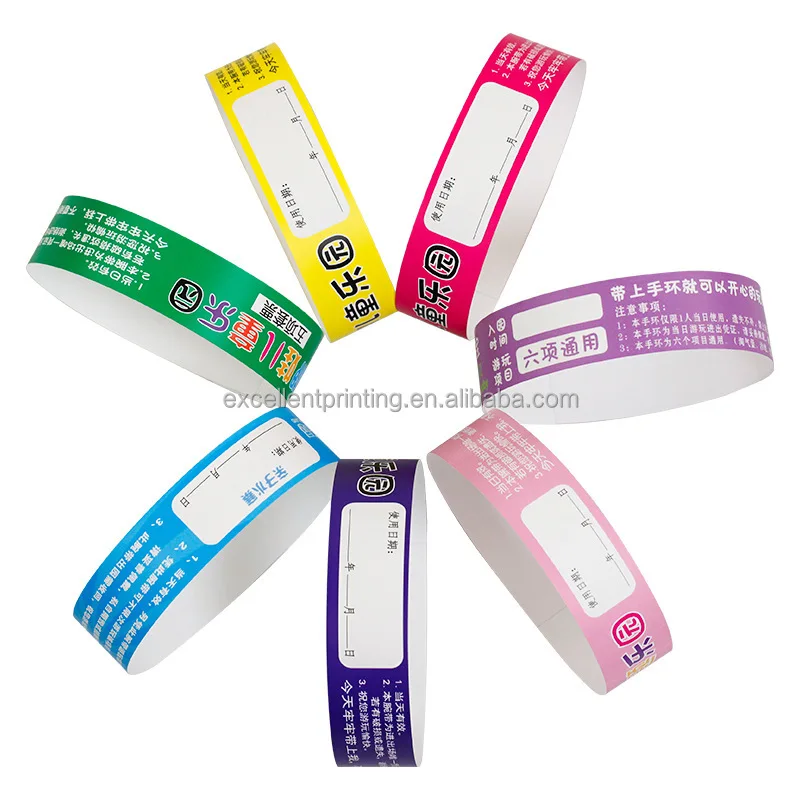 Tyvek Bracelet Paper Festival Party Wrist Band Disposable Tyvek Concert Wristband Custom Tickets Bracelet for Event Party