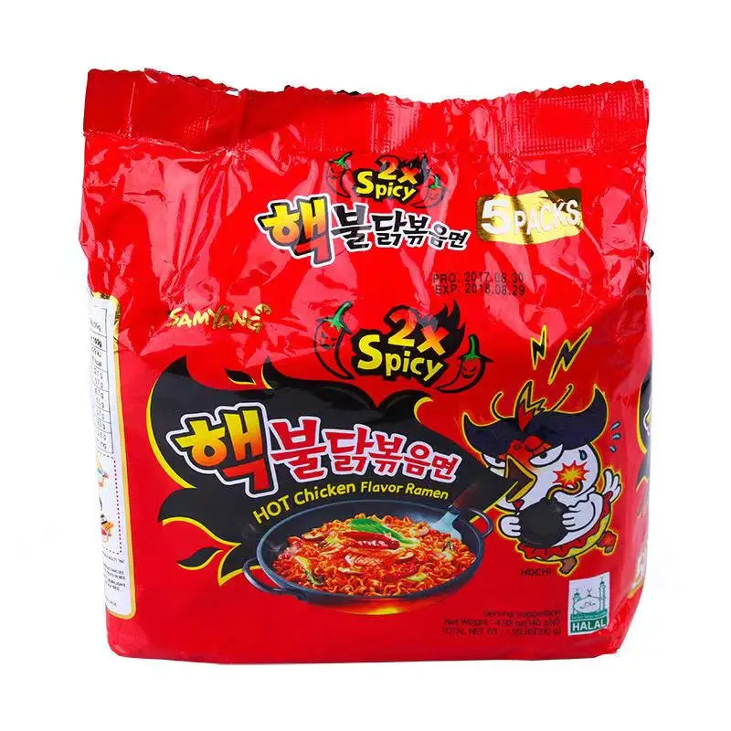 Korean specialty snacks, Samyang double spicy turkey noodles, double the spiciness, 5-packs wholesale