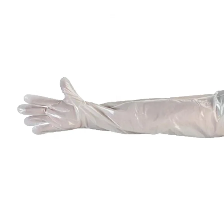 Veterinary consumables plastic ldpe eva long disposable shoulder length veterinary gloves