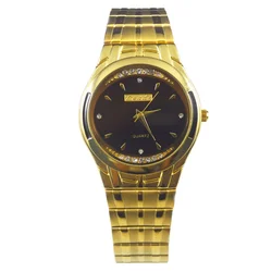 Fancy Mens Gold Round Shaped Watch Japan Original Quartz Wristwatch Gold Time Online Shopping