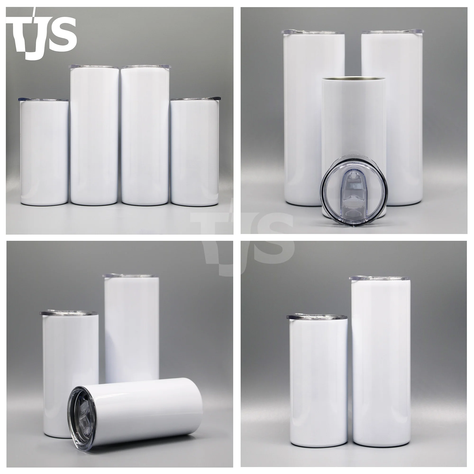 Free shipping USA warehouse RTS 20 oz white straight skinny blanks sublimation tumblers 20oz with plastic straw and rubber