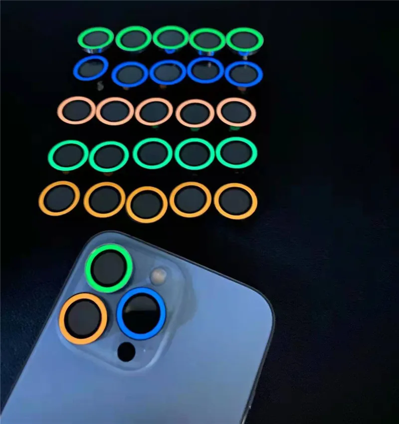 Anti-scratch Luminous Camera Lens Protector For Mobile Phone Tempered Glass For Iphone 13 Colorful Protective Film