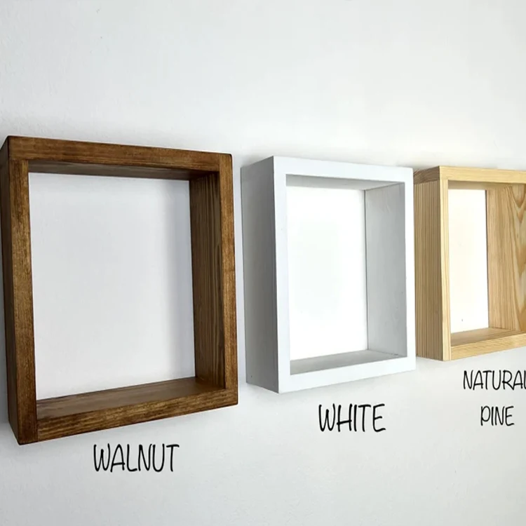 Set of 3 Floating Cube Shelves Quality Wood Shelving Hanging Display Gallery Wall Bathroom Storage