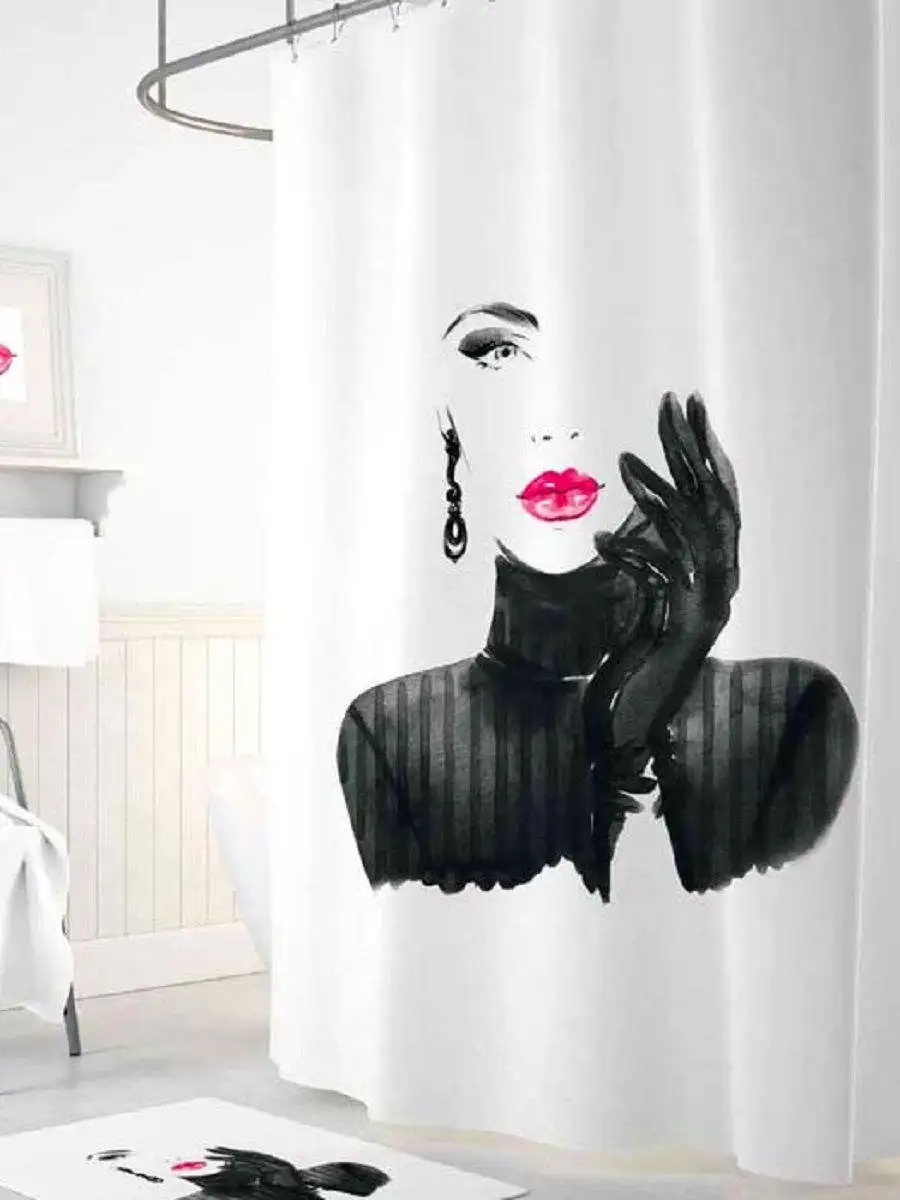 Customized 100% Polyester Waterproof Shower Curtain Bathroom 4pcs Set