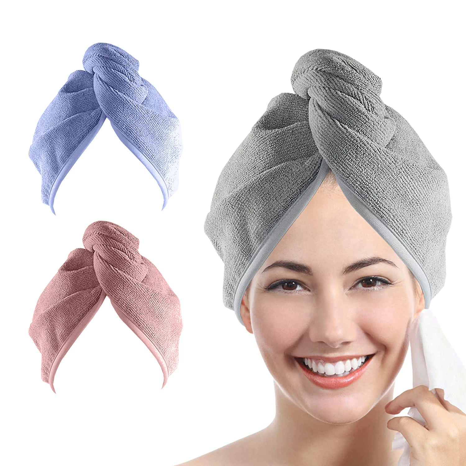 Custom Printing Super Water Absorbent Quick Drying Home Spa Microfiber Dry Hair Turban WrapTowels