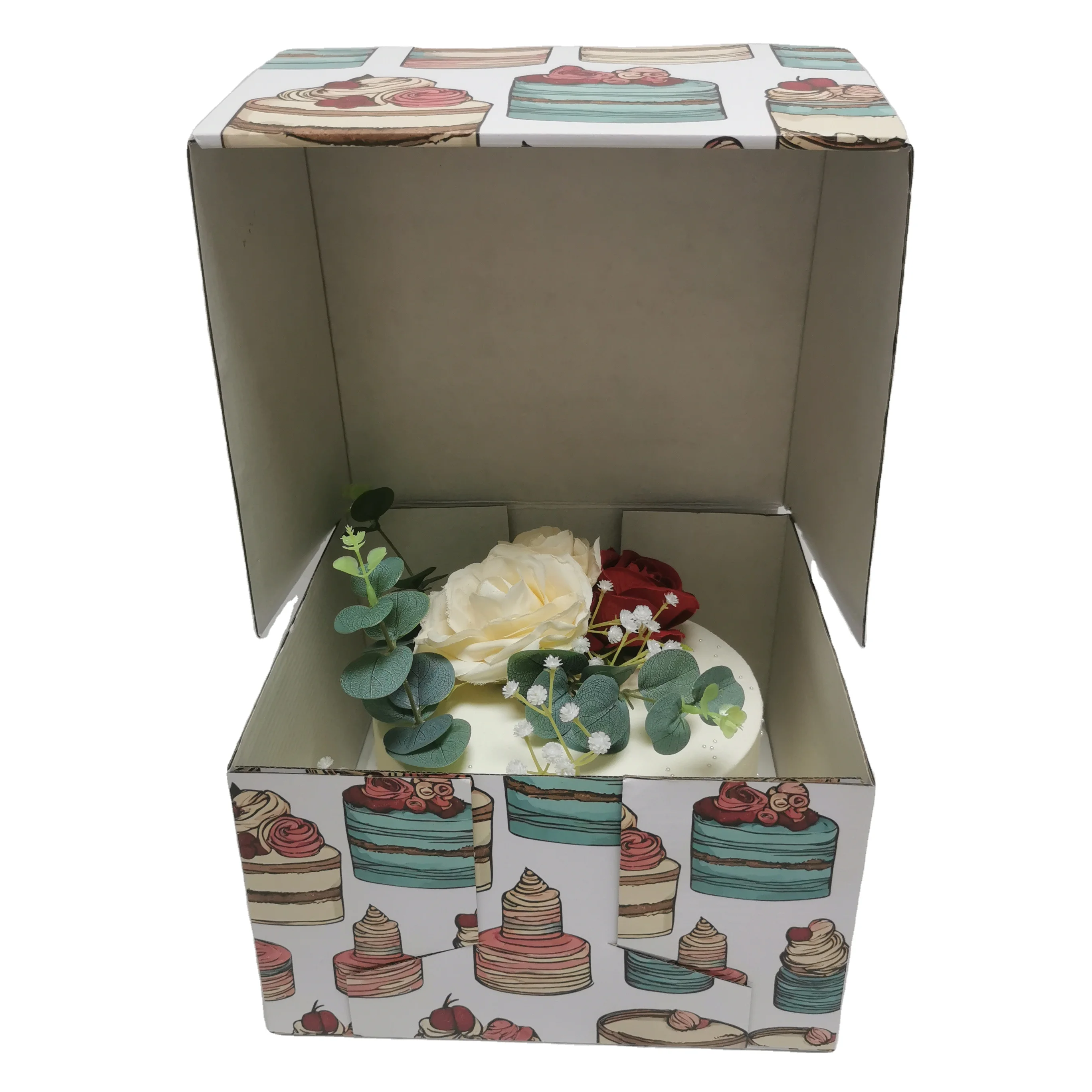 Customization Design Recyclable corrugated Board Customized LOGO Cake Box With cake board