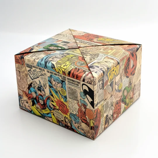 Personalised origami mens kraft paper gift boxes birthday luxury paper print cartoon mystery gift box
