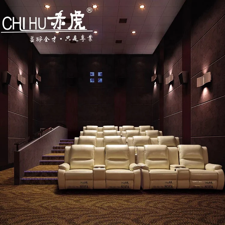 Роскошные красные кожаные диваны для кинотеатра, электрические стулья для домашнего кинотеатра с консолью и подстаканником для продажи