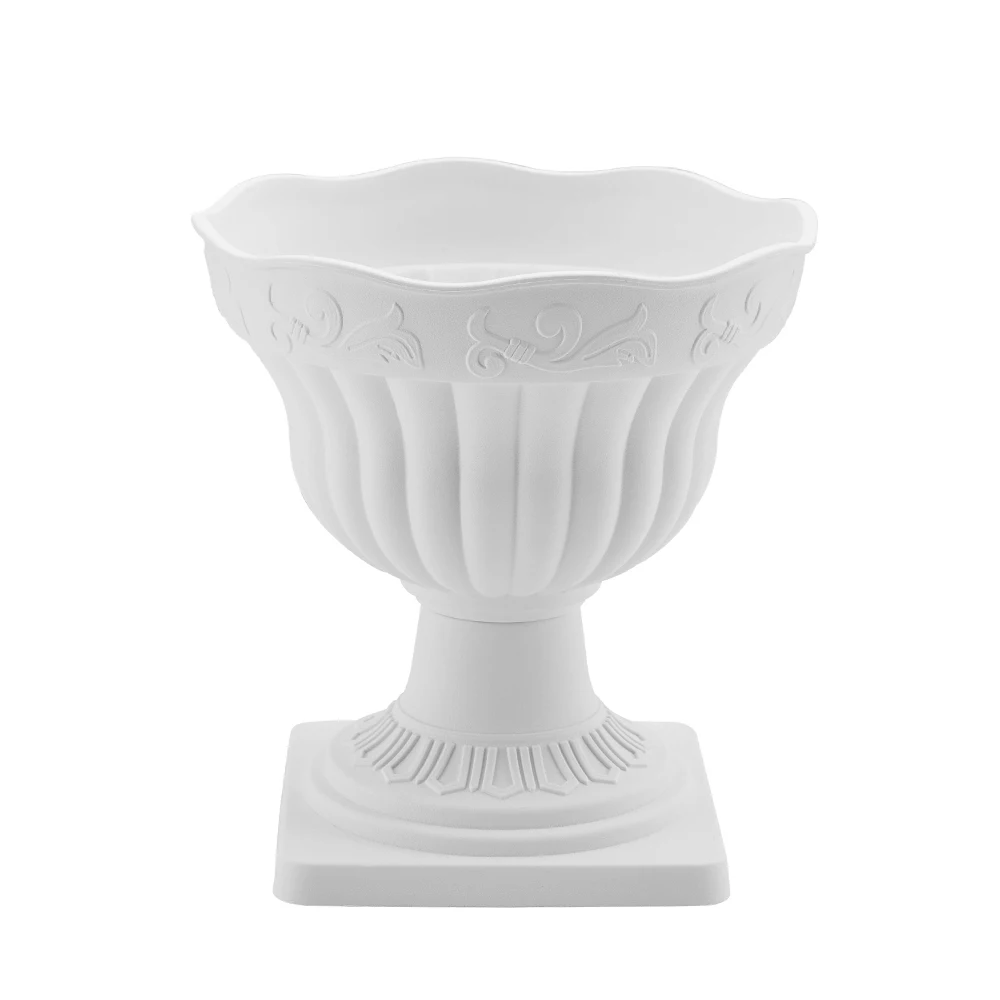 Outdoor garden silver plastic flower pots urn planter wholesale