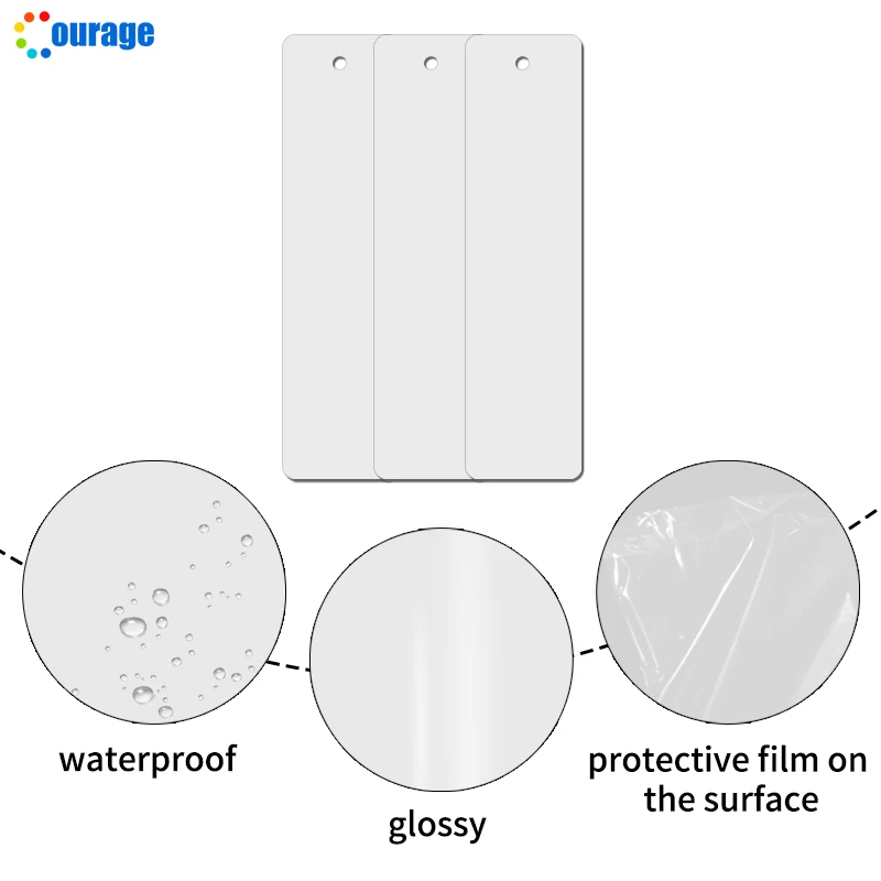 Custom printing 0.45mm  0.65mm 1mm thickness one side double sided white 3.8*15.2cm sublimation bookmark blank aluminum