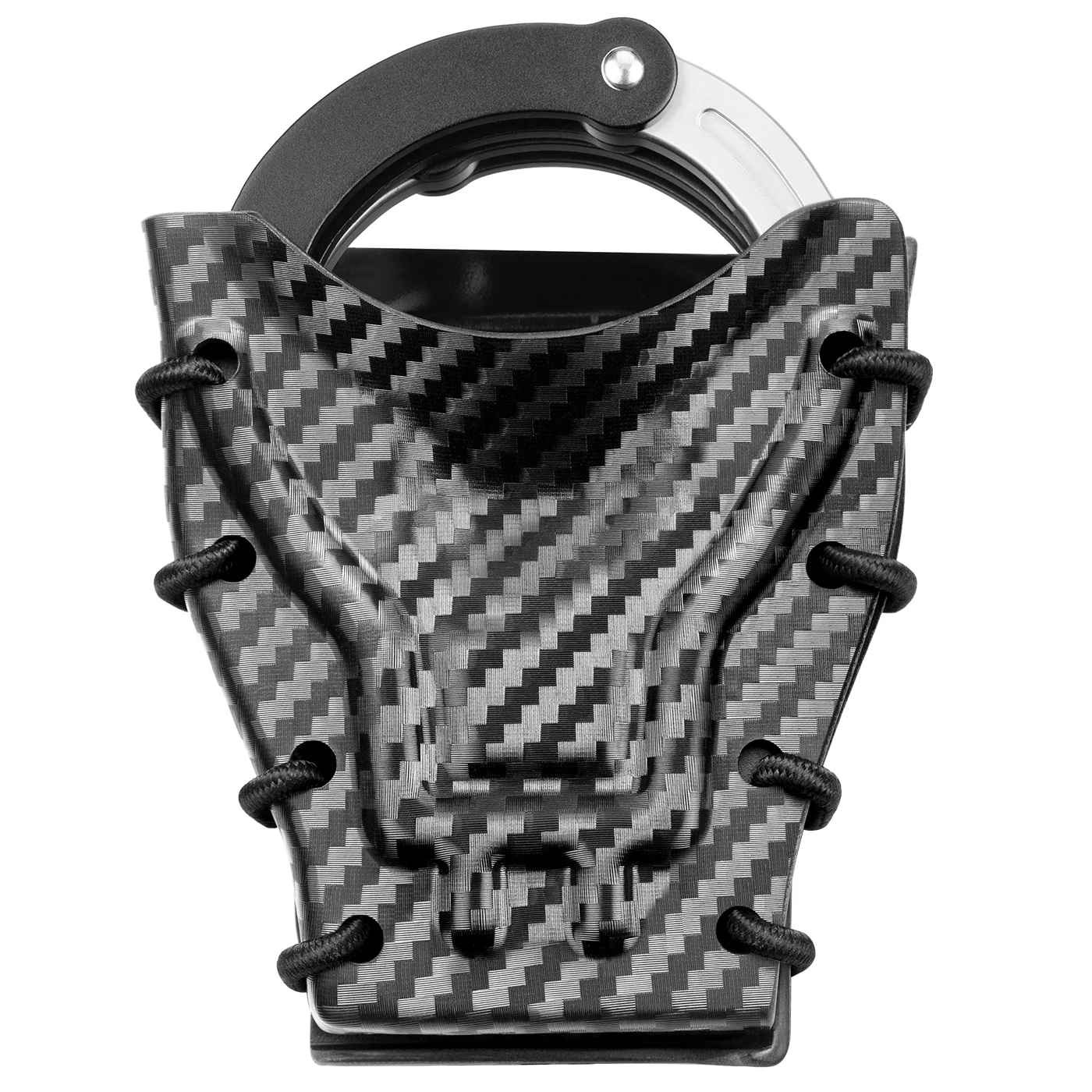 GUNFLOWER Carbon fiber Kydex Cuff Holster Thumb Release Handcuff Single Case Carrier with Belt Loop Most Chain Hinged Cuffs