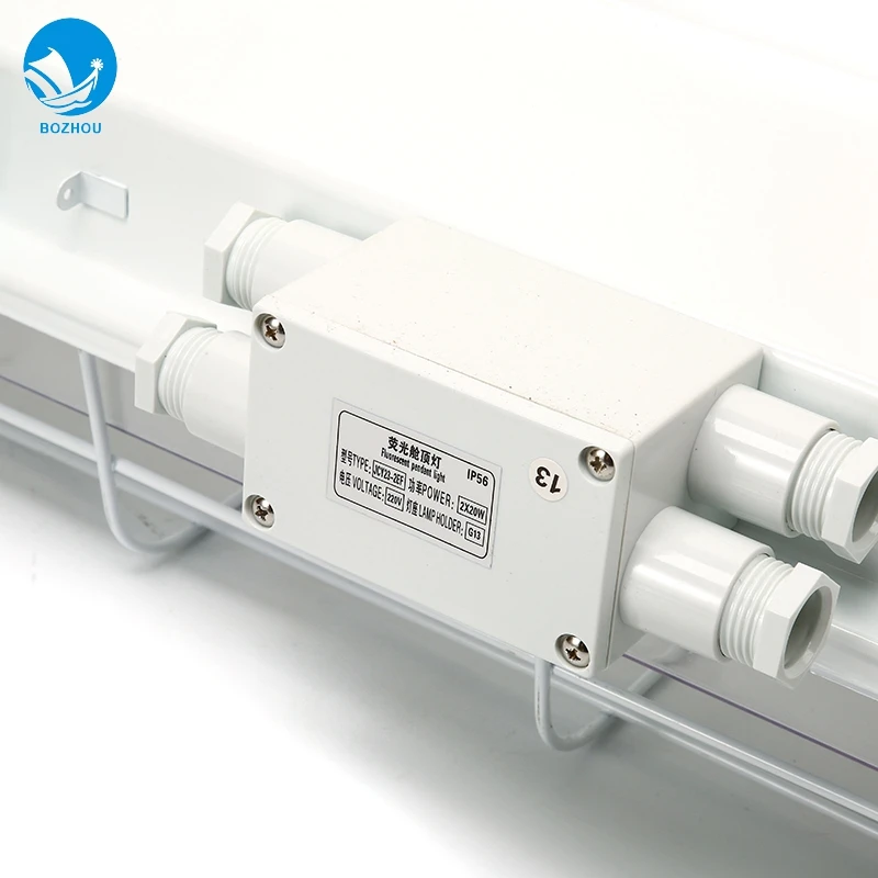 Outdoor t8 tube pendant waterproof JCY23-2EF 1x18w 2 x18w marine fluorescent light fittings